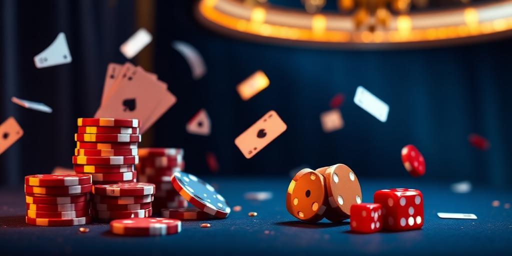 Luxurious casino environment with chips and cards